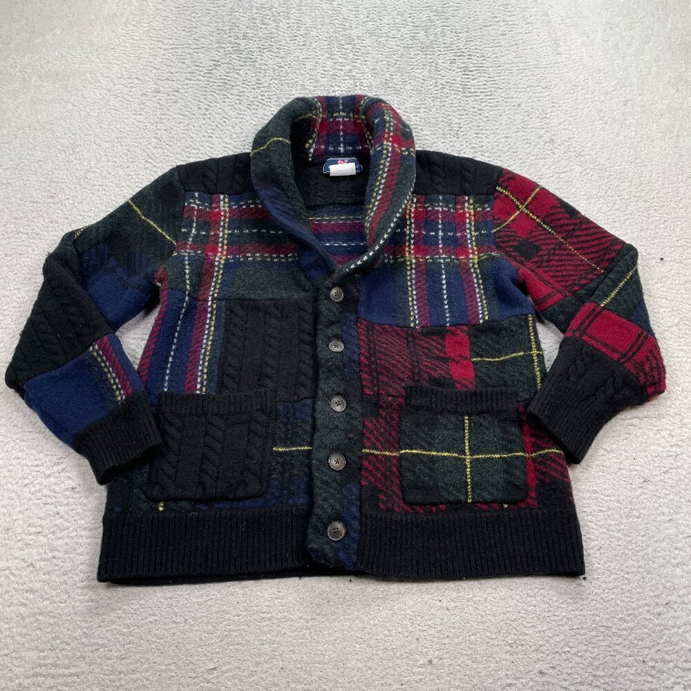 Vineyard Vines Patchwork Cardigan Men's‎ Size Medium Merino Wool Multicolor